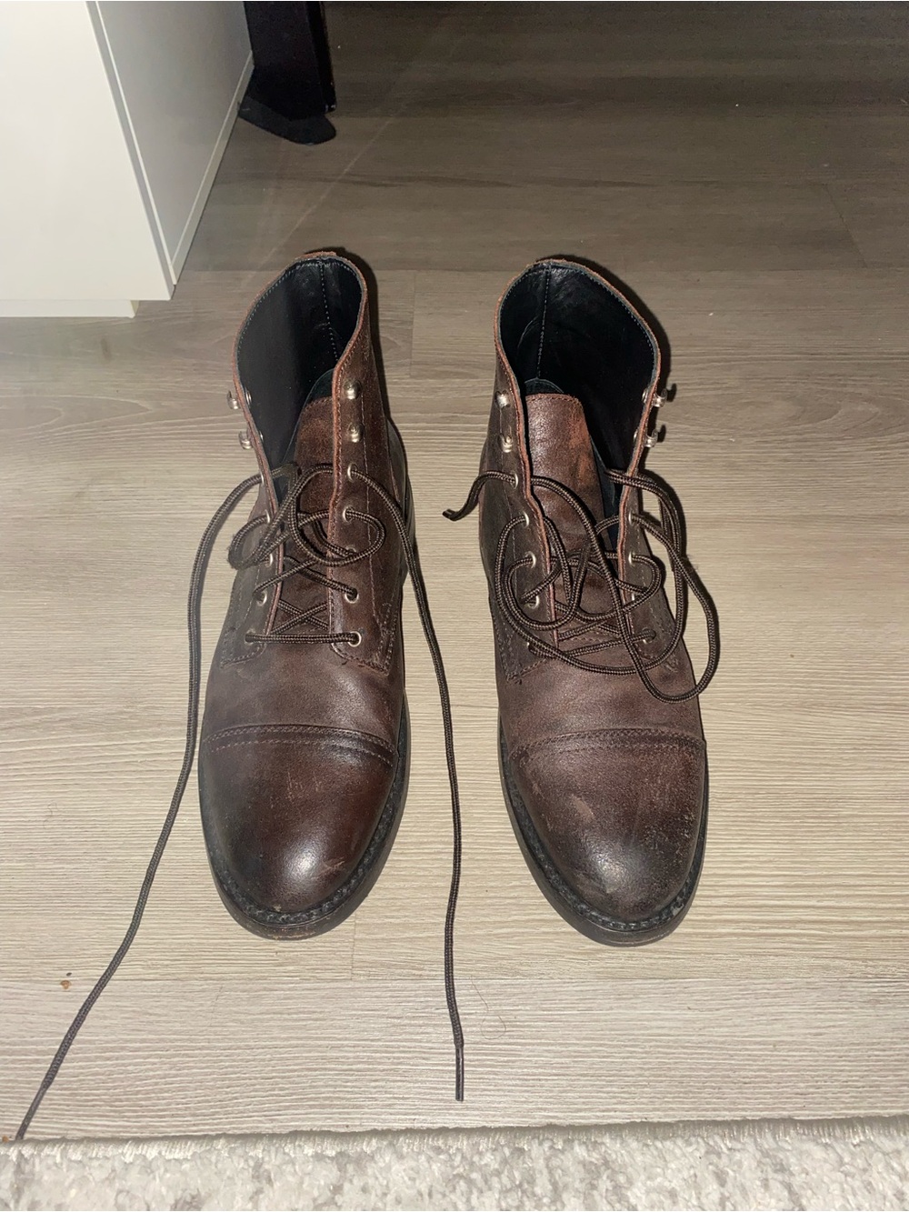 Men's Brown Leather Lace-Up Boots